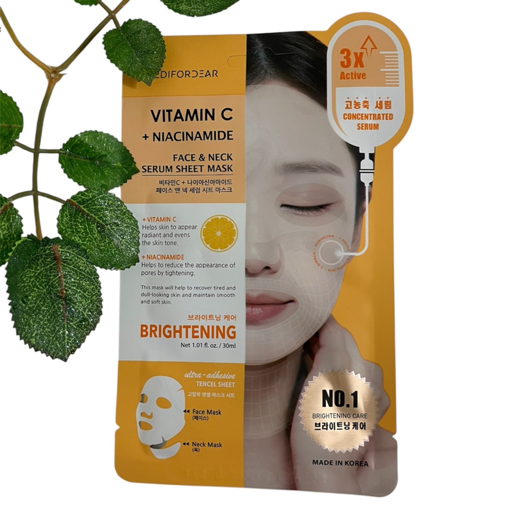 New $5ea OR 5/$15 MEDIFORDEAR Vitamin C +Niacinamides Nutrition Face Neck Mask